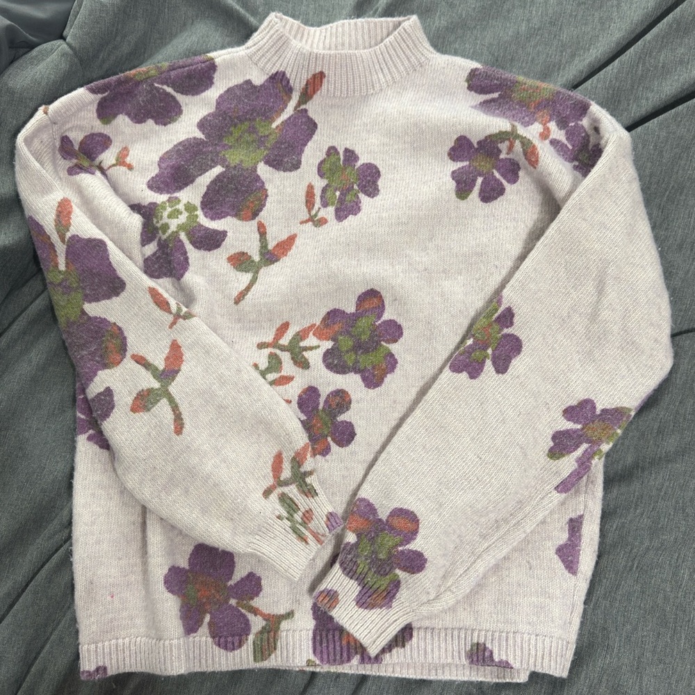 Ann Taylor LOFT purple floral sweater